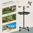 thumbnail image 5 of PawHut Bird Play Stand, Portable Parrot Perch, Bird Feeder Station, with Four Wheels, Stainless Steel Feeding Bowls, Round Tray, Grey, 5 of 9