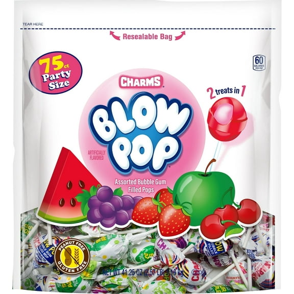 Charms Blow Pop, Assorted Flavored Lollipops, 41.25 oz