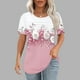thumbnail image 4 of Pantalones Cortos para las Mujeres Sexy No Posicionamiento Impresa Camiseta, Manga Corta Cuello Redondo Top Casual, 4 of 5
