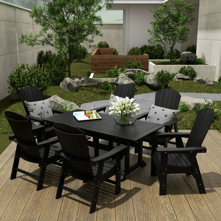 WestinTrends Dylan Outdoor Plastic Adirondack Dining Chair Comfortable High Back Support Black Walmart