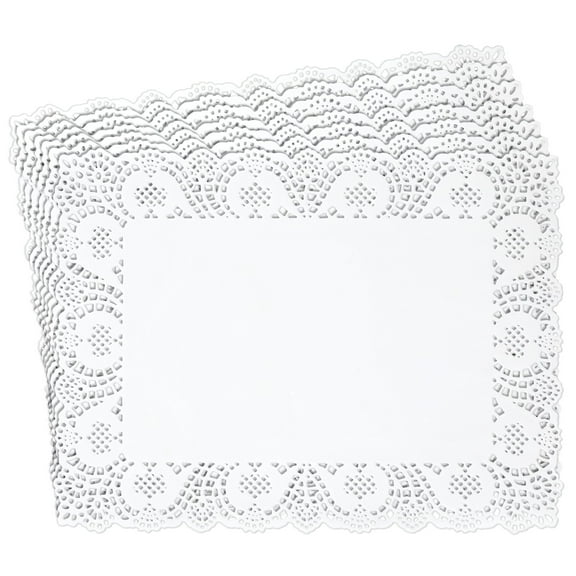 Juvale Rectangular Paper Placemats & Doilies for Dessert Trays - White 15.5 x 11.7 in 100 Pack - Disposable Placemats & Tea Party Decorations - Paper Doilies for Tables