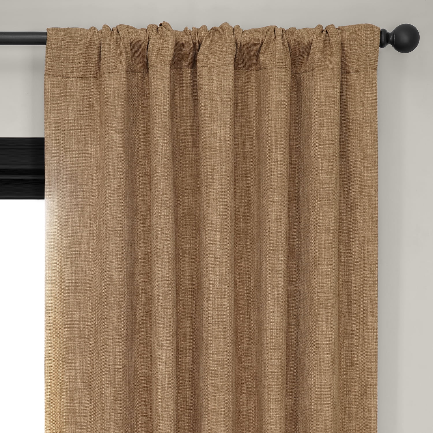 HPD Half Price Drapes Butterscotch Faux Linen Room Darkening Curtains for Bedroom & Living Room Curtains (1 Panel), Door & Window Curtains 120 inches long, 50W X 120L