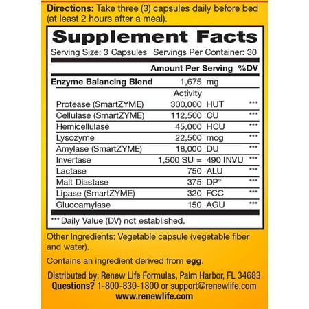 Renew Life Targeted Candi Zyme Full Spectrum Enzymes Yeast Balance Formula - 90 Vegetable Capsules | Digestive Support