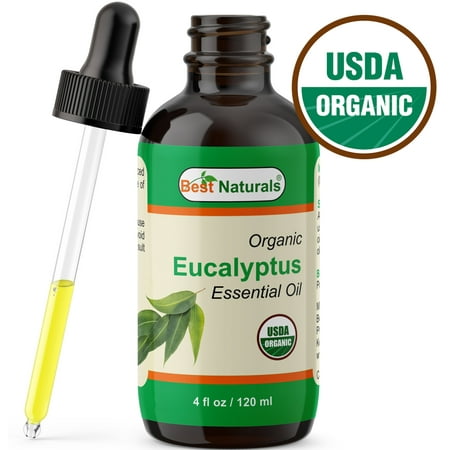 Best Naturals Certified Organic Eucalyptus Essential Oil with Glass Dropper Eucalyptus 4 FL OZ (120