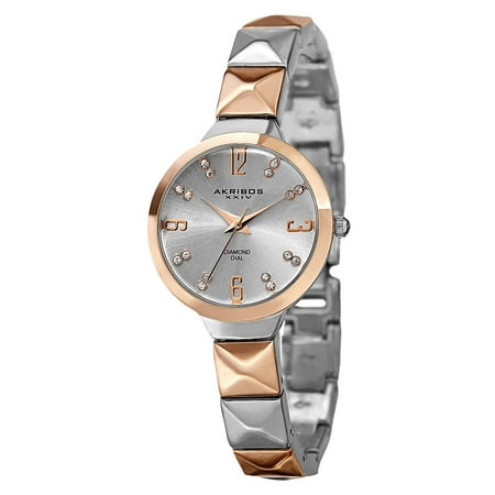 2 Tone Quartz Bracelet - Women's Swiss Quartz Diamond Markers Two-Tone Bracelet Watch with FREE Bangle