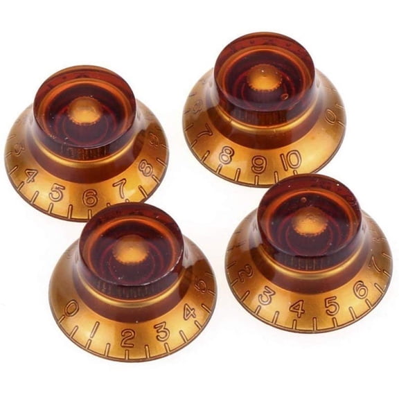 Imperial Inch Size Top Hat Bell Knobs for USA Made Gibson Les Paul SG Electric Guitar, Amber Set of 4 Amber