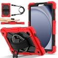 thumbnail image 2 of ELEHOLD Rugged Hybrid Case For Samsung Galaxy Tab A11 2025 8.7-inch, with Built-in Kickstand 360° Rotating Handstrap Crossbody Shoulder Strap Shockproof Heavy Duty Case, Red+Black, 2 of 7