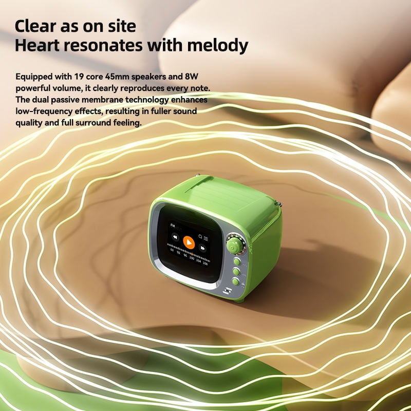 FM Radio Bluetooth Speaker with Alarm Clock, Rechargeable Retro Mini Wireless Speaker, LCD Touch Screen Display, Support TF Card, Vintage Decor Perfect for Party,Office,Home,Bedroom,Kitchen,Outdoor