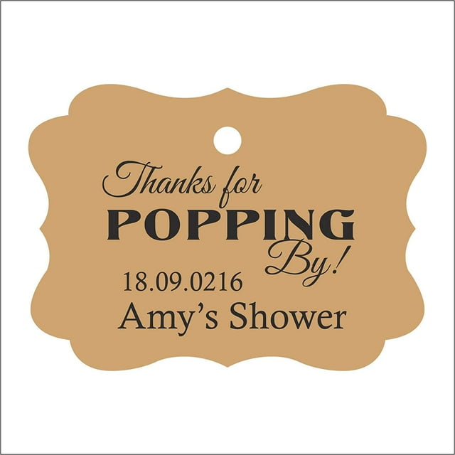 100 PCS Personalized Baby Shower Favors Tags Custom Quote Thank You For Popping By Baby Shower Gift Hang Tags
