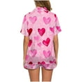 thumbnail image 6 of Tnhcen Women's Valentine's Day Heart Print Pajamas Set 2 Pieces Short Sleeve Button Blouse Fashion Shorts Pjs Homewear Set S-2XL, 6 of 7