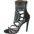 thumbnail image 2 of CAPE ROBBIN Blaire-5 Womens Open Toe Strappy Cuff Stiletto High Heel Rhinestone Sandals, 2 of 7