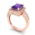 thumbnail image 2 of Halo Engagement Ring for Women - 2.78ct Natural Amethyst in 14K Rose Gold Promise Ring, 2 of 6