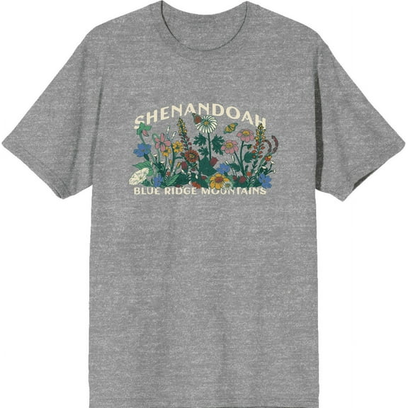 Elevation 7573 Shenandoah Wildflowers Heather Gray Men's Crew Neck Short Sleeve Tee-Medium