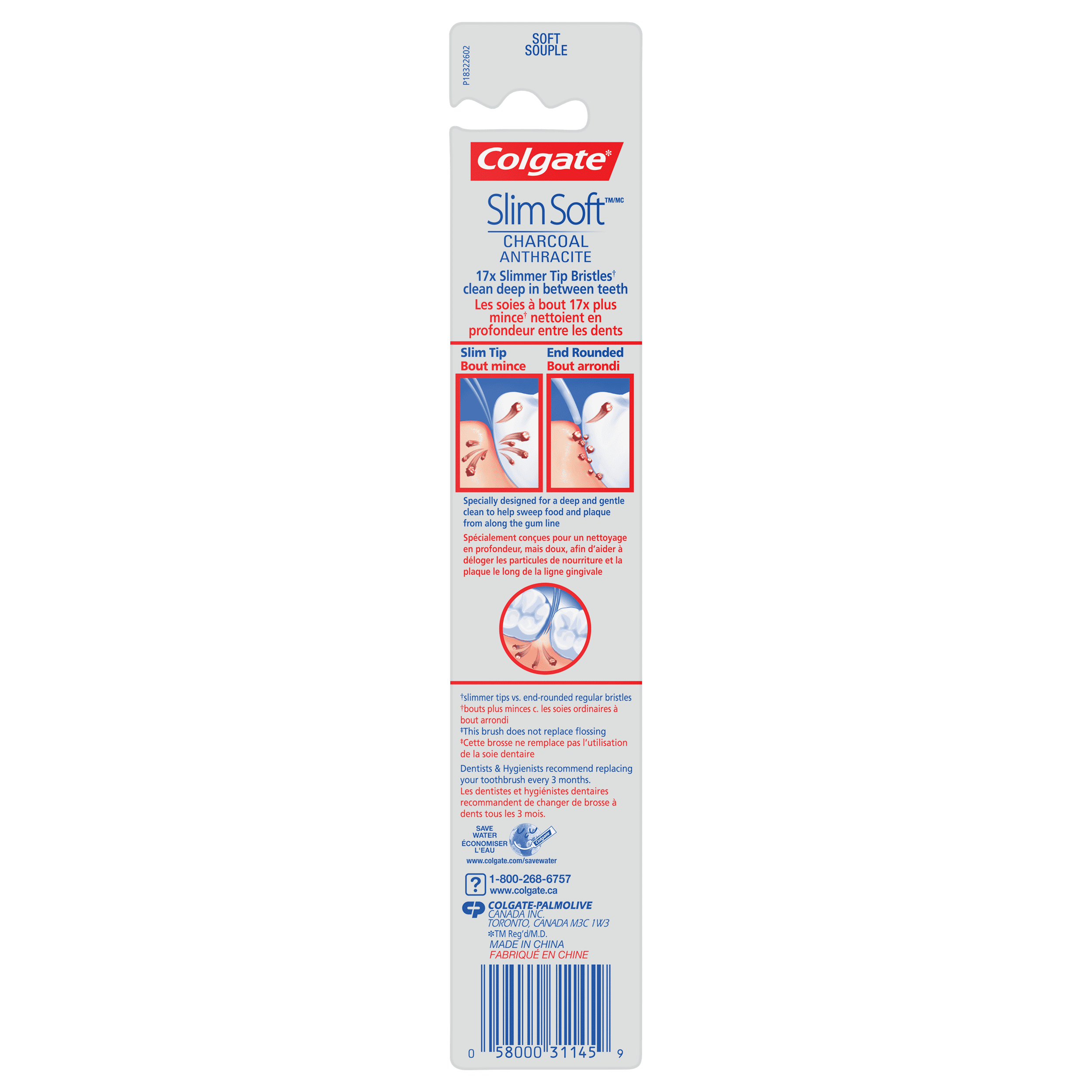 Colgate Slimsoft Floss-Tip Charcoal Toothbrush, Soft (4 Count) - Walmart.ca