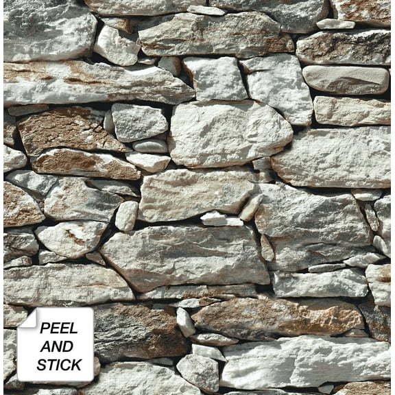 NextWall Stone Wall Peel and Stick Wallpaper (Gray)