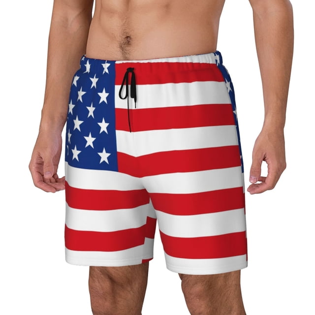 Fotbe America Flags3 Traje de Baño para Hombre – Shorts de Natación de Secado Rápido con Forro y Bolsillos-X-Large