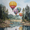 Balloon, variant on Hot Air Balloon Watercolor Landscape Canvas Wall Art Home Decor for Living Room Bedroom Office Hotel Lobby