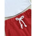 thumbnail image 6 of Independence Day Girls Boys Clothes Suits 0 6 12 18 24 Months 2T 3T Letter Print Crew Neck Short Sleeve T-Shirts and Solid Color Shorts 2Pcs Set, 6 of 8