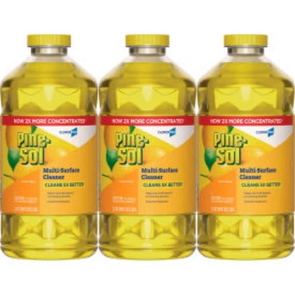 United Stationers Supply B3172911 Pine-Sol CloroxPro Multi-Surface Cleaner Concentrated - Lemon Fresh Scent - 80 oz Bottle - Yellow - Case of 3