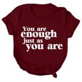 thumbnail image 4 of Gibobby Camisetas Mujer Manga Corta Top para mujer, camisas con estampado letras, cuello redondo, blusa superior informal, camiseta holgada manga corta(Vino,G), 4 of 5