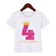 thumbnail image 3 of Camiseta de algodón estampada con número de cumpleaños de corona, regalo de cumpleaños para niños, camiseta para niña, camiseta divertida y linda para bebé, ropa para niños, 3 of 5