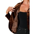 thumbnail image 5 of INSPIRE CHIC Women's Notched Lapel Long Sleeve Button Velvet Blazer M Brown, 5 of 6
