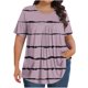 thumbnail image 1 of Tamaño Más Manga Corta Tops para las Mujeres Impreso Manga Corta Sólida Redonda Cuello Plegado Blusa, Poliéster Más Tamaño Superior, Lavado a Mano, 1 of 6