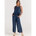 thumbnail image 6 of EASYBRAUS Women Sleeveless Pleated Vest and Cropped Wide Leg Pants Set Summer 2025 Casual Outfit S-3XL, 6 of 8