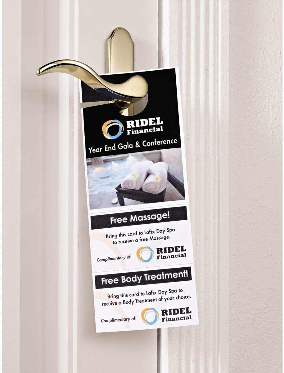 80 Pack Avery Door Hangers with Tear Away Cards for Laser and Inkjet Printers Matte Coated White 4-1/4 x 11 16150