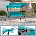 thumbnail image 3 of 3-Seat Porch Swing Chair, Metal A-Frame Outdoor Swing with Adjustable Canopy for Patio, Garden, Poolside, Blue, 3 of 14