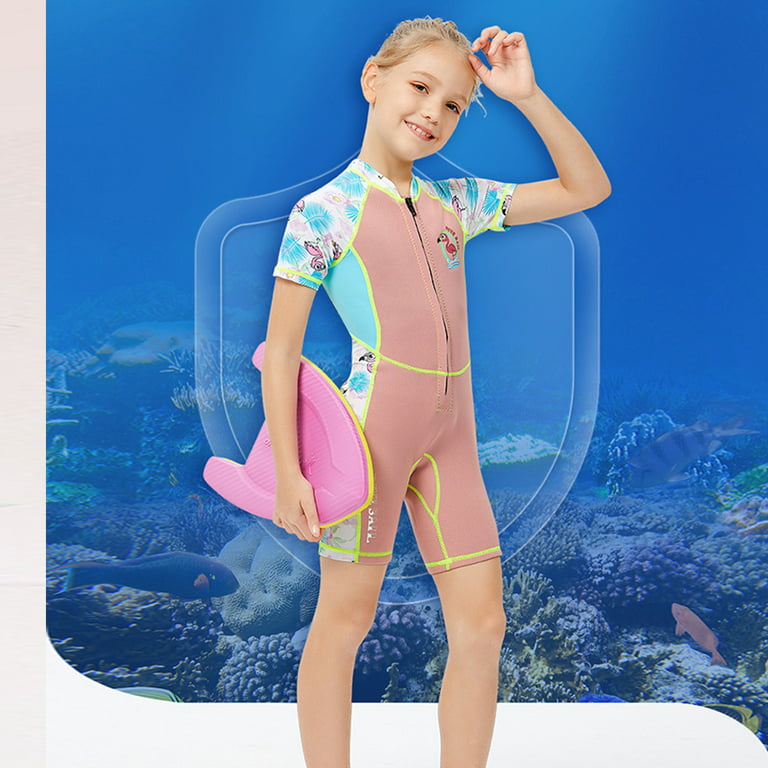 Kids Wetsuit Round Neck Swimsuit One Piece Elastic Bathing Suit for Girls  Nylon Surfing Clothing Swimwear for Swimming Diving Green XL 