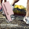 thumbnail image 6 of Dteck Leather Wallet Case for iPhone 13 Pro Max Flip Folding Case with RFID Blocking Card Slots Zipper Pocket Kickstand Detachable Handstrap Shockproof Purse Case For iPhone 13 Pro Max,Pink, 6 of 8