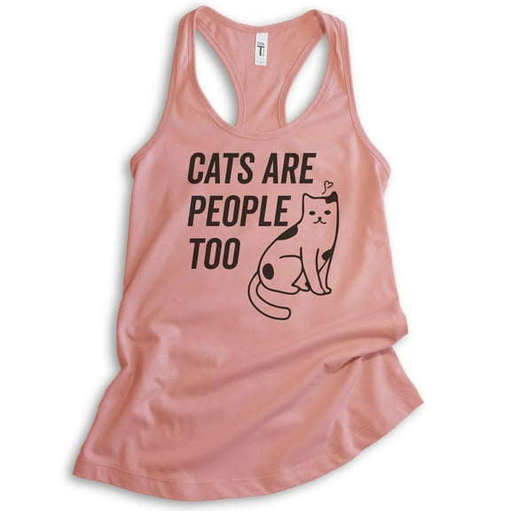 Cats Are People Too Tank Top, Ladies Racerback Tank Top, Cat Tank, Kitten Tank, Cat Lover Tank, Desert Pink, Large