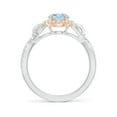 thumbnail image 2 of ANGARA Natural 1 ct Aquamarine Twisted Vine Ring with Diamond Halo in 14K White & Rose Gold for Women (Size-8x6mm) | March Birthstone, Anniversary, Jewelry Gift for Women | Natural Aquamarine Ring, 2 of 10