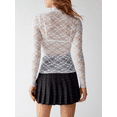 thumbnail image 5 of Argulvti Women Long Sleeve Tops Polyester Turtleneck Sheer Lace Basic Shirt Casual Pullover, 5 of 7