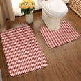 thumbnail image 2 of Honeii Red and Brown Squares Pattern Bathroom Anti-Skid Pad Bathroom Mat Vintage Seamless Pattern Not-Slip Toilet Rug Set, 2 of 6