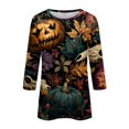 thumbnail image 6 of Halloween Shirts Women Plus Size Funny 3/4 Sleeve Tops Spooky Pumpkin Printed T Shirts Horror Round Neck Pullover Holiday Three Quarter Length Blouses, 4XL, 6 of 7