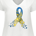 thumbnail image 4 of Inktastic Down Syndrome Awareness Blue and Yellow Hearts Ribbon Women's Plus Size V-Neck T-Shirt, 4 of 5