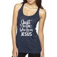 thumbnail image 1 of Wild Bobby Just A Girl Who Loves Jesus Inspirational/Christian Women Tri-Blend Racerback Tank Top, Vintage Navy, Small, 1 of 5