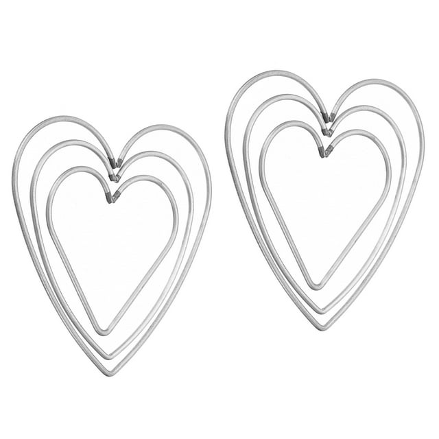 Unique Bargains Dream Catcher Rings Set, 2 Set 3 Sizes Metal Heart Shape Macrame Wreath Floral Ring Hoop, Silver