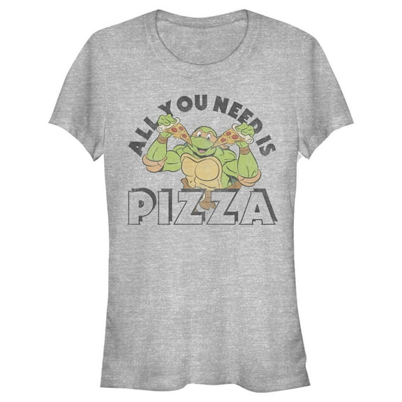 Junior's Teenage Mutant Ninja Turtles All You Need is Pizza Raphael  Graphic Tee Athletic Heather Large