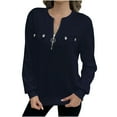 thumbnail image 1 of Kaemgyyd Work Tops for Women Fall Basic Long Sleeve Shirt Textured Solid Color Quarter Zipper Casual Sweatshirts with Button, 1 of 7