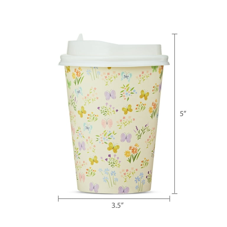 Easter Multicolor Flower and Check Hot Drink Disposable