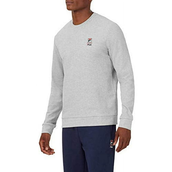 FILA Mens Long Sleeve Crew Neck Lightweight Sweatshirt (Grey Heather/Chinese Red, XX-Large)