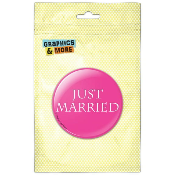 Just Married Flower Pink Pinback Button Pin Badge