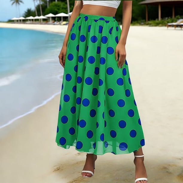 TaTaai Women Casual Printed Chiffon Midi Skirt Loose Fit Fashion Soft Comfortable Skirt for Daily Outings Party Vacation Outfits Gift