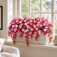 thumbnail image 5 of UV Resistant Artificial Petunia Bush Flower, Realistic Faux Petunia Floral Shrub, Outdoor Indoor Decor for Garden Patio Window Box Bonsaier Landscaping Home Decoration (Purple Blue Pink), Pink, 5 of 5