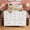 thumbnail image 4 of ZYPPP Bedroom Dresser, White Dresser with Fabric Drawer, Drawer Cabinet PU Finish, Metal Handle, Closet Kids Room, White-13.8"D x 43.3"W x 31.9"H (9 Drawers), 4 of 10