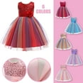 thumbnail image 4 of Hicidod Toddler Girl Sequin Sleeveless Mesh Rainbow Dress for Wedding Party Tulle Tutu Bowknot Birthday Gown Kids Dresses Ball Gown Fall 2025, 4 of 5