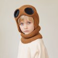 thumbnail image 3 of YAOBAMM Chapeau pour Enfants avec Lunettes Automne Hiver Chapeau pour Enfants Décor Tricoté Épais Chaud Doux Haute Élasticité Protection Complète Résistant au Froid, 3 of 7